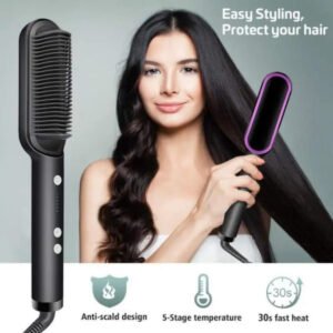 909 Hair Straightener Brush | 6 Heating Modes Electric Hair Straightener Comb (Random Color)